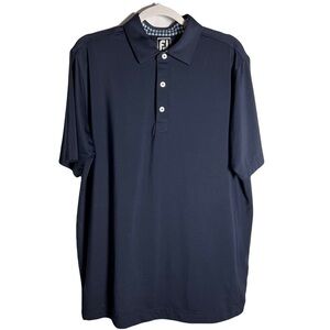 Foot Joy Mens Athletic Fit Golf Polo Shirt Size L Navy Blue Performance Sport